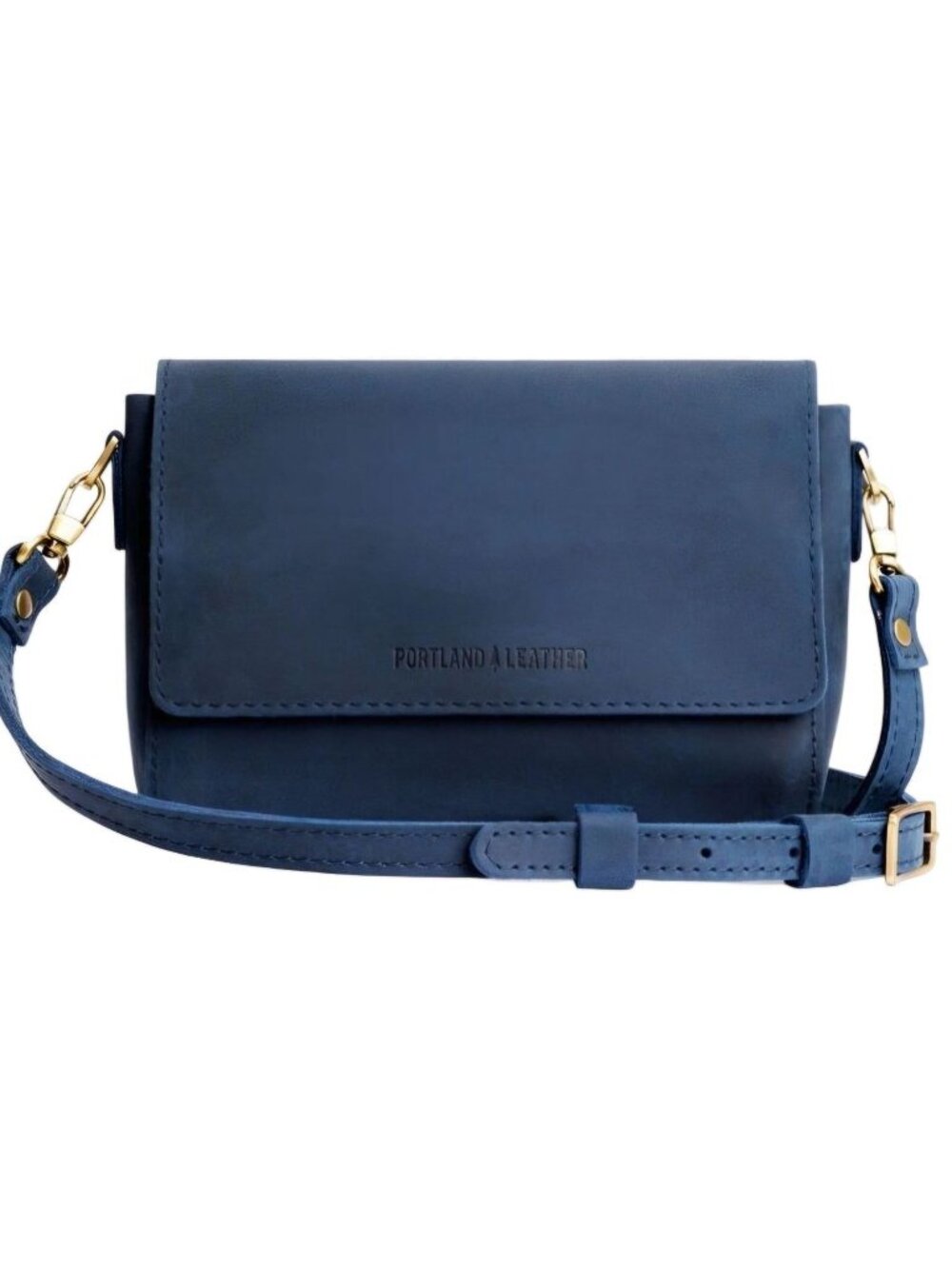 Portland Leather NWOT Metro Crossbody Deep Water Blue Leather Bag Magnetic